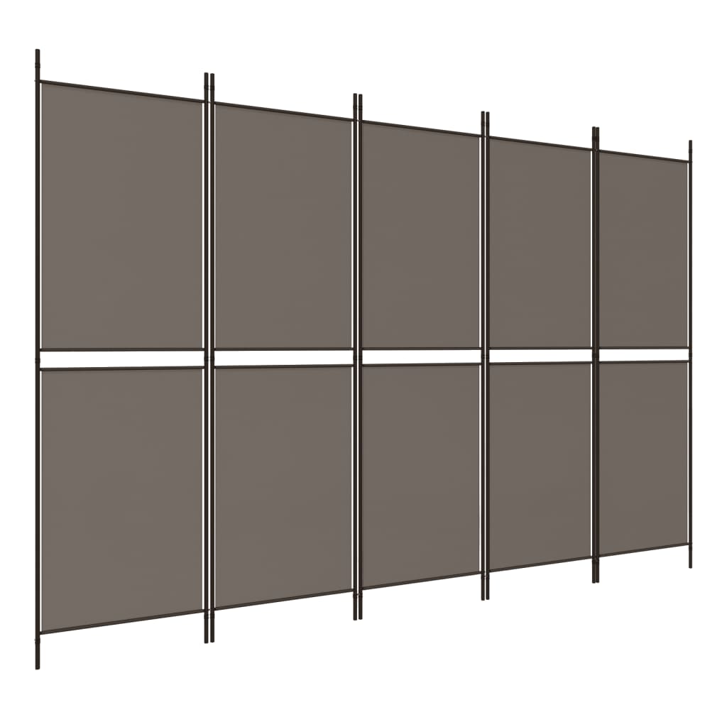 5-panels rumdeler 250x200 cm stof antracitgrå