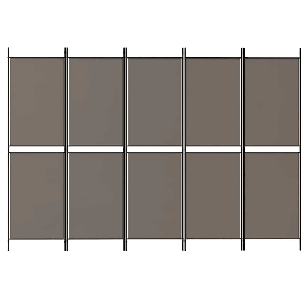 5-panels rumdeler 250x200 cm stof antracitgrå