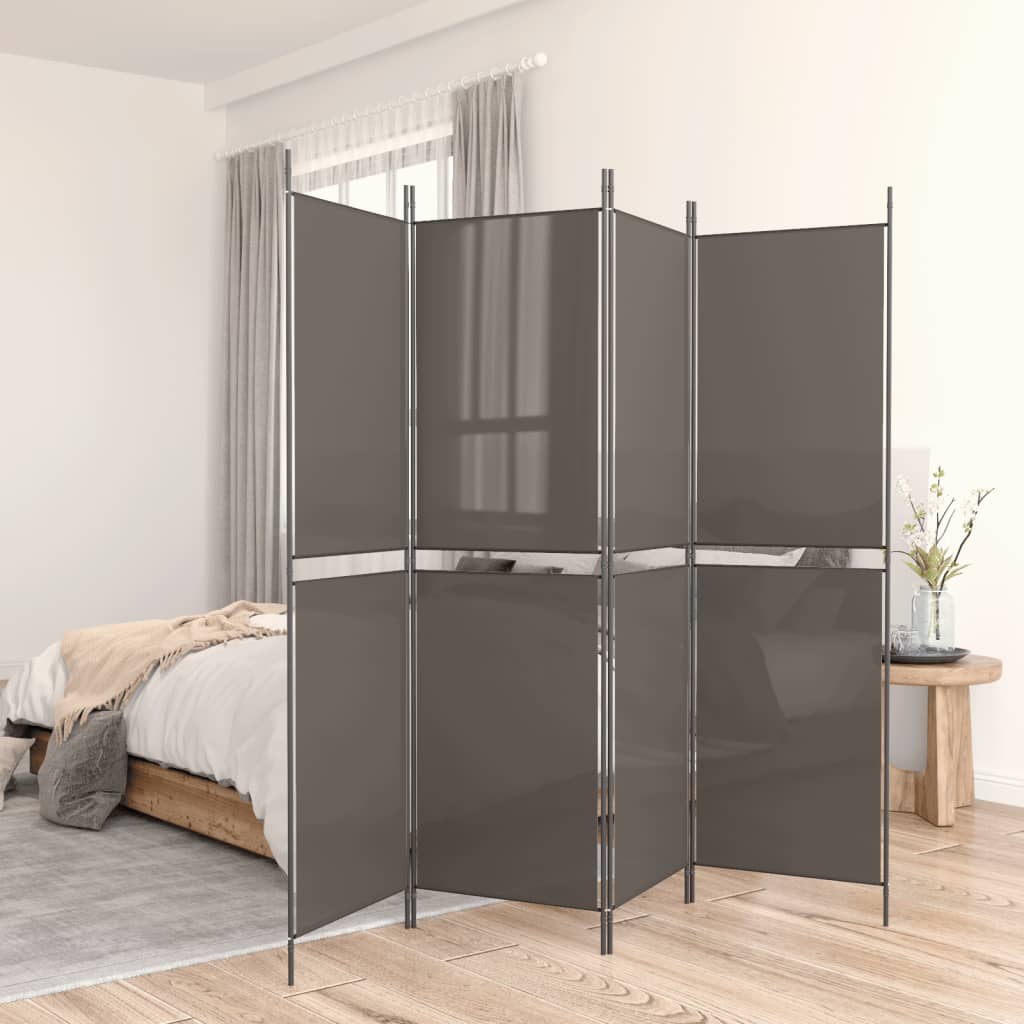 5-panels rumdeler 250x200 cm stof antracitgrå