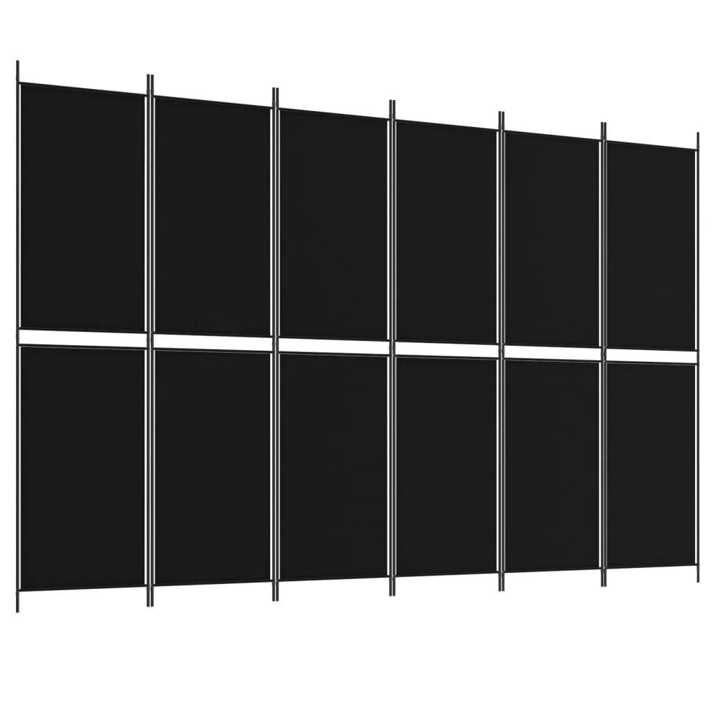 6-panels rumdeler 300x200 cm stof sort