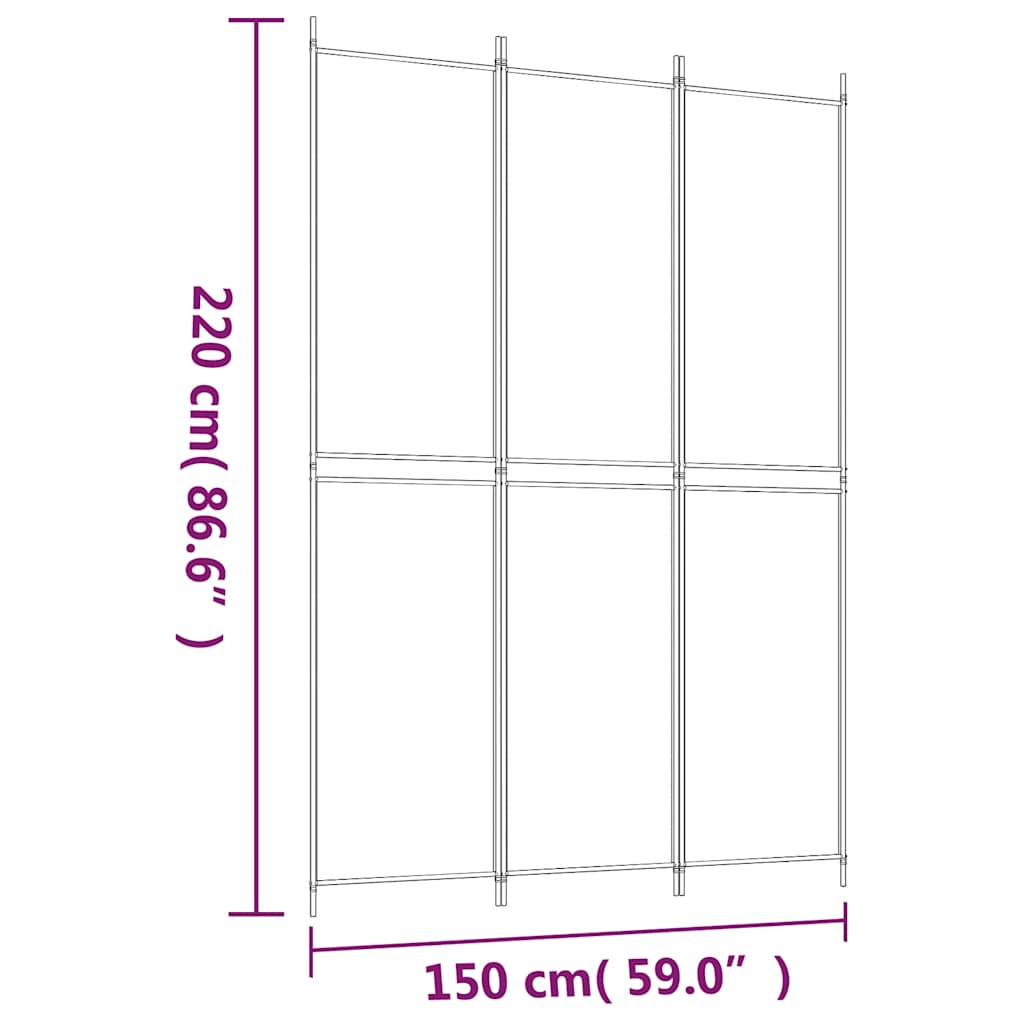 3-panels rumdeler 150x220 cm stof sort