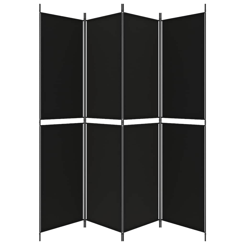 4-panels rumdeler 200x220 cm stof sort