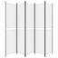 5-panels rumdeler 250x220 cm stof hvid