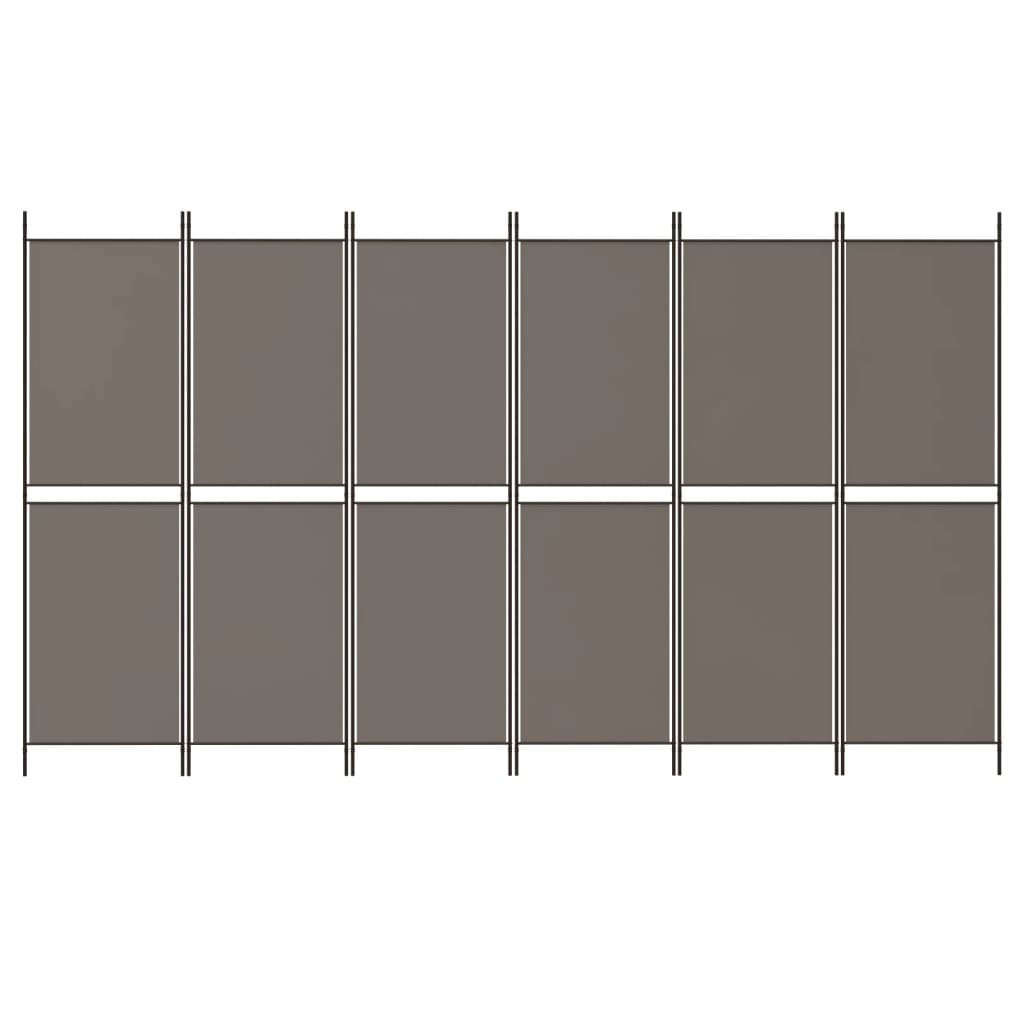6-panels rumdeler 300x220 cm stof antracitgrå