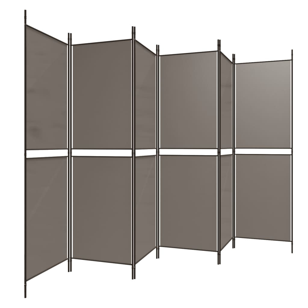 6-panels rumdeler 300x220 cm stof antracitgrå