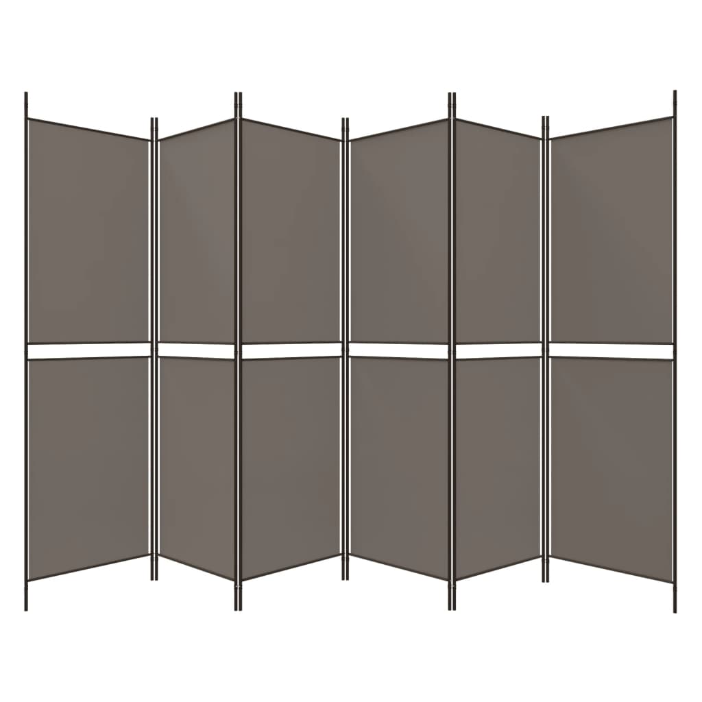 6-panels rumdeler 300x220 cm stof antracitgrå