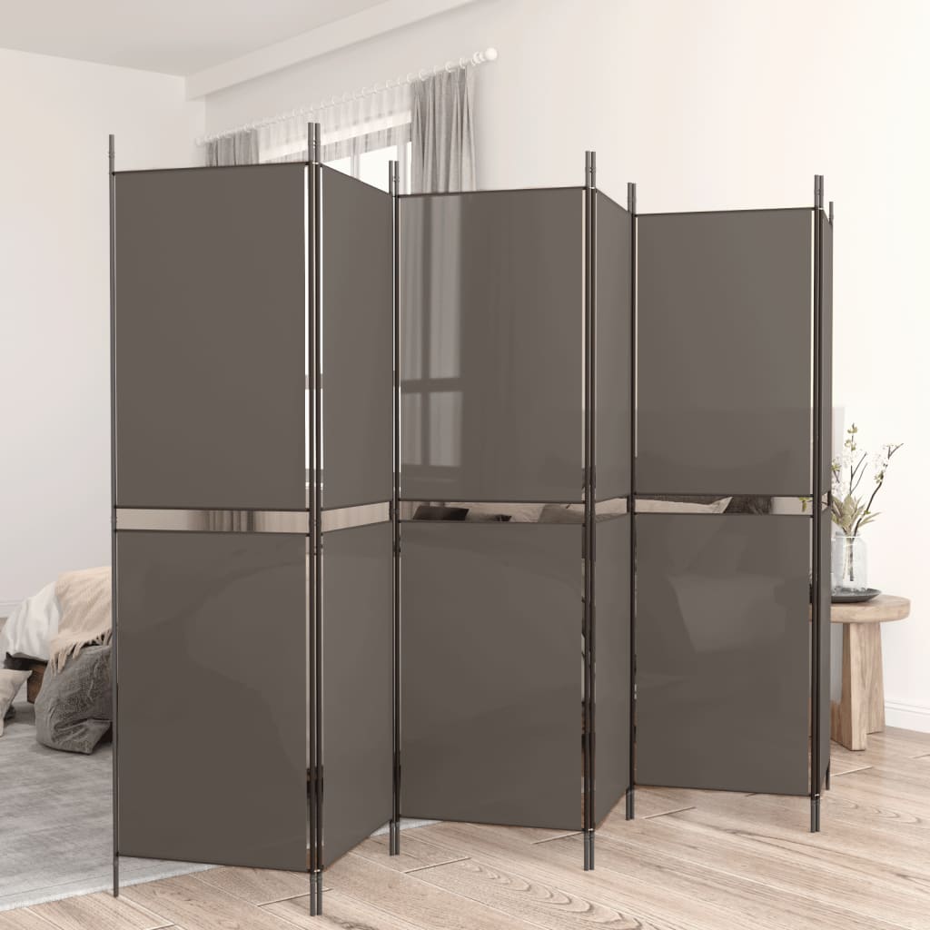 6-panels rumdeler 300x220 cm stof antracitgrå