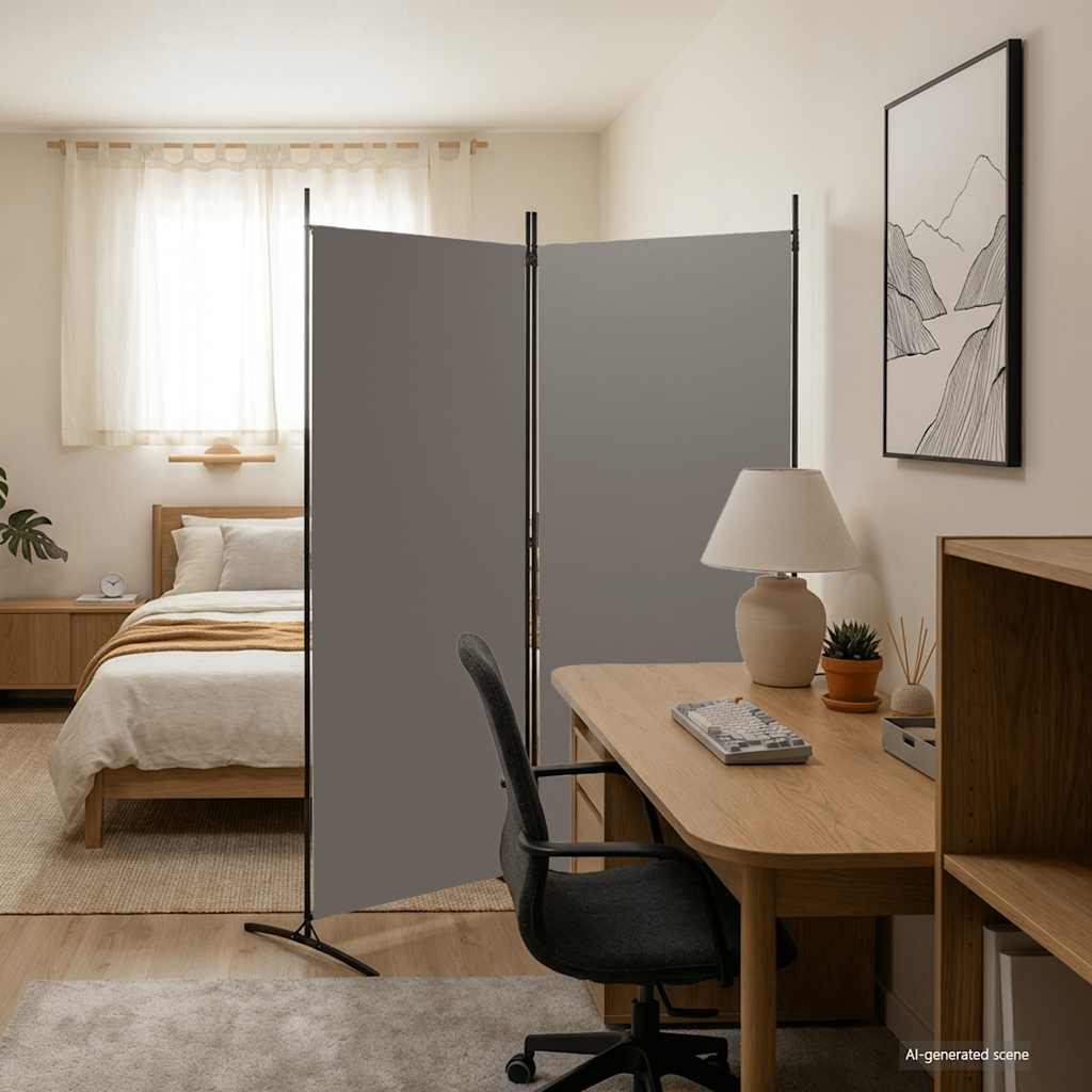 2-panels rumdeler i stof - 175 × 180 cm, antracitgrå
