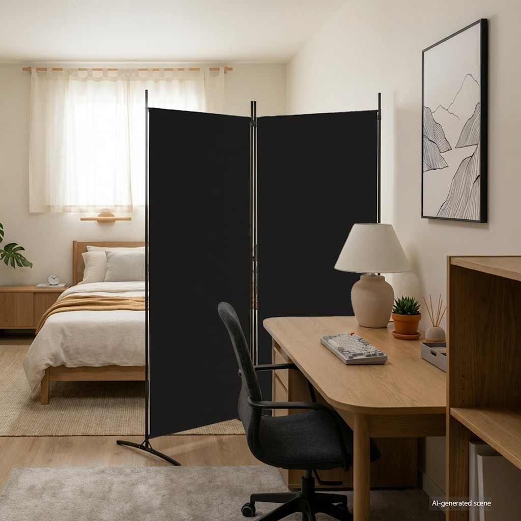 2-panels rumdeler i stof - 175 × 180 cm, sort