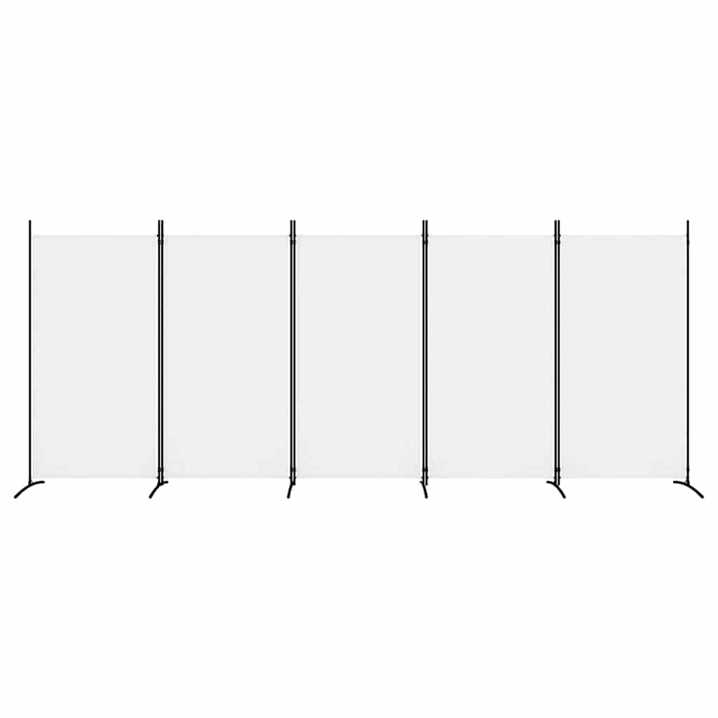 5-panels rumdeler 433x180 cm stof hvid