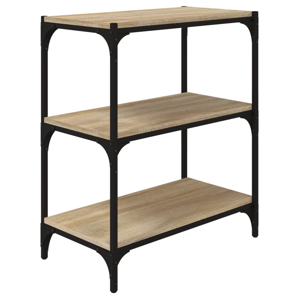bogreol 60x33x70,5 cm konstrueret træ og stål sonoma-eg