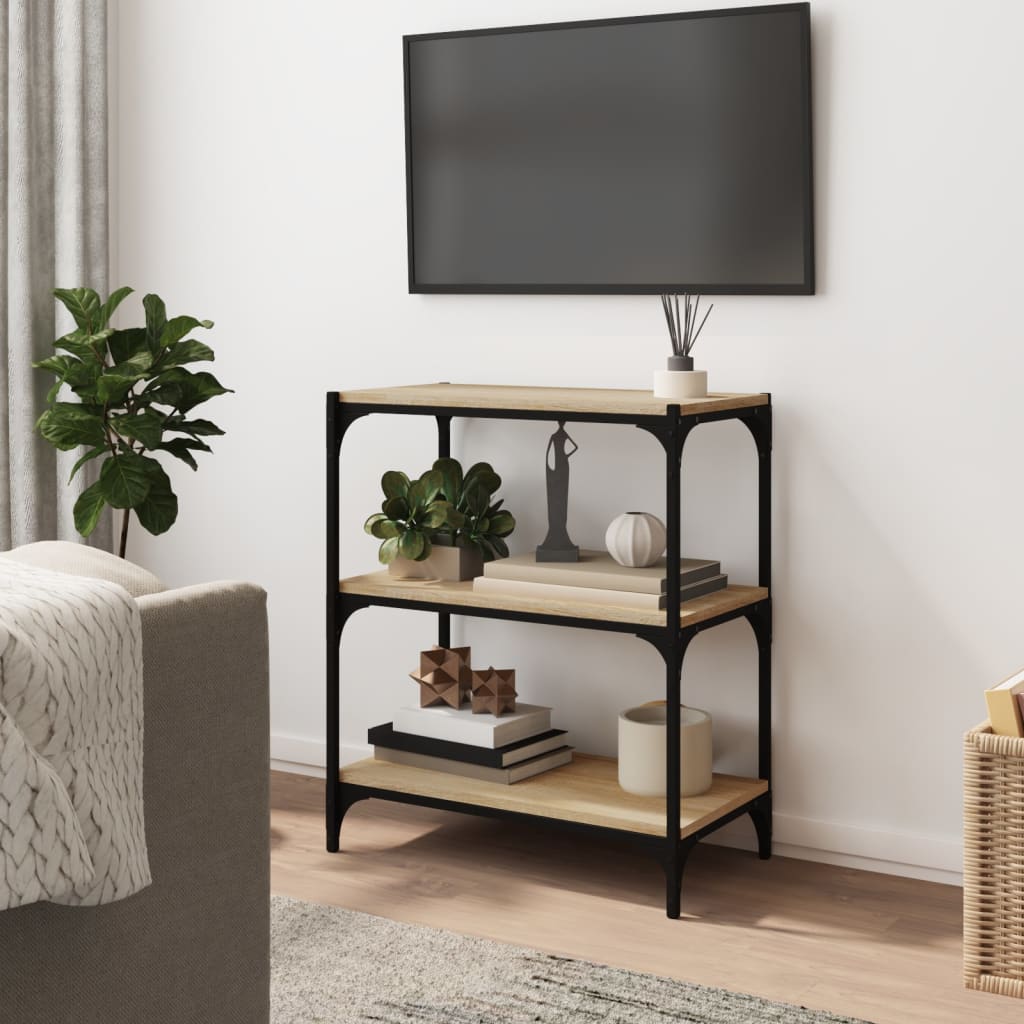 bogreol 60x33x70,5 cm konstrueret træ og stål sonoma-eg