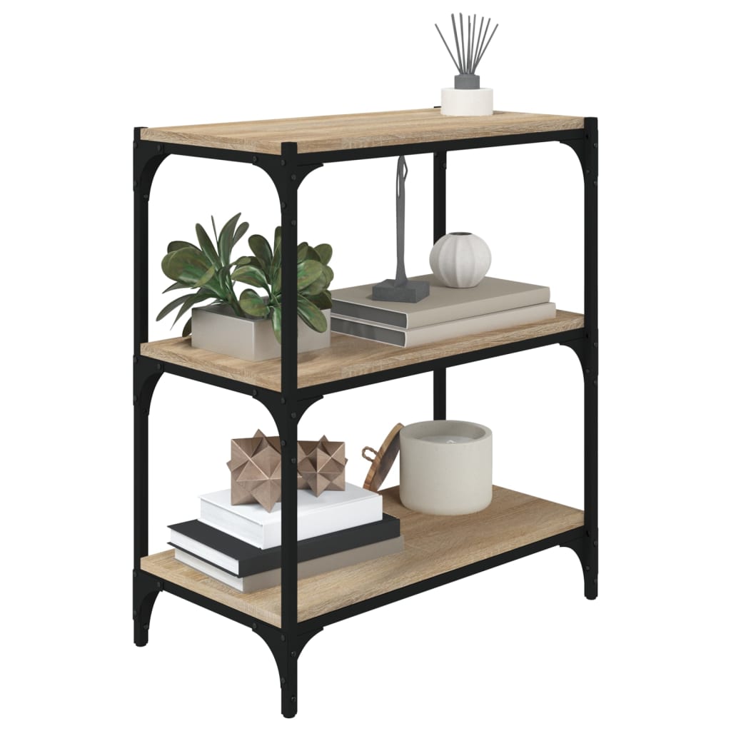bogreol 60x33x70,5 cm konstrueret træ og stål sonoma-eg