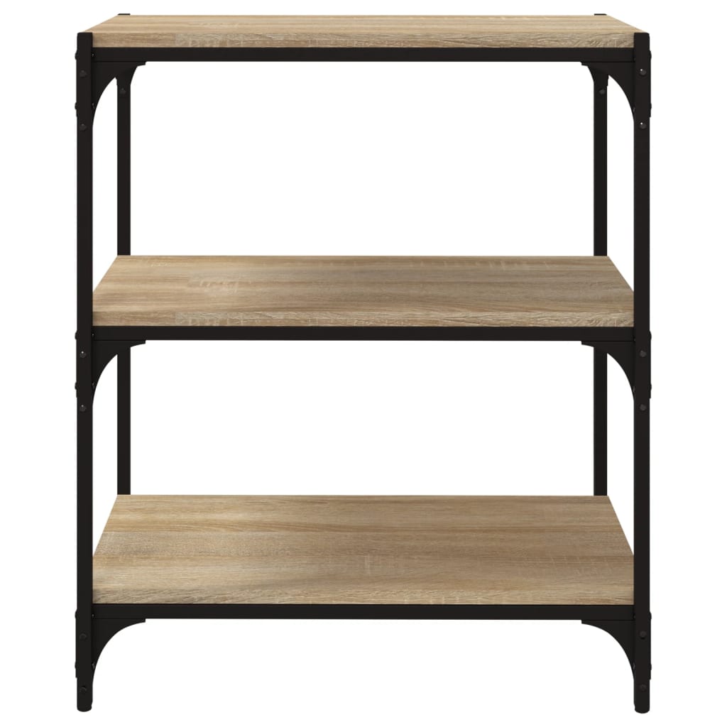 bogreol 60x33x70,5 cm konstrueret træ og stål sonoma-eg
