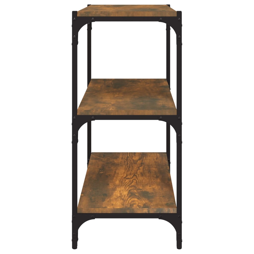 bogreol 60x33x70,5 cm konstrueret træ og stål røget egetræ
