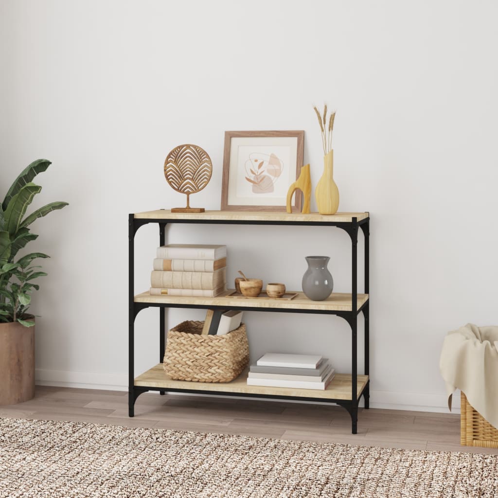bogreol 80x33x70,5 cm konstrueret træ og stål sonoma-eg