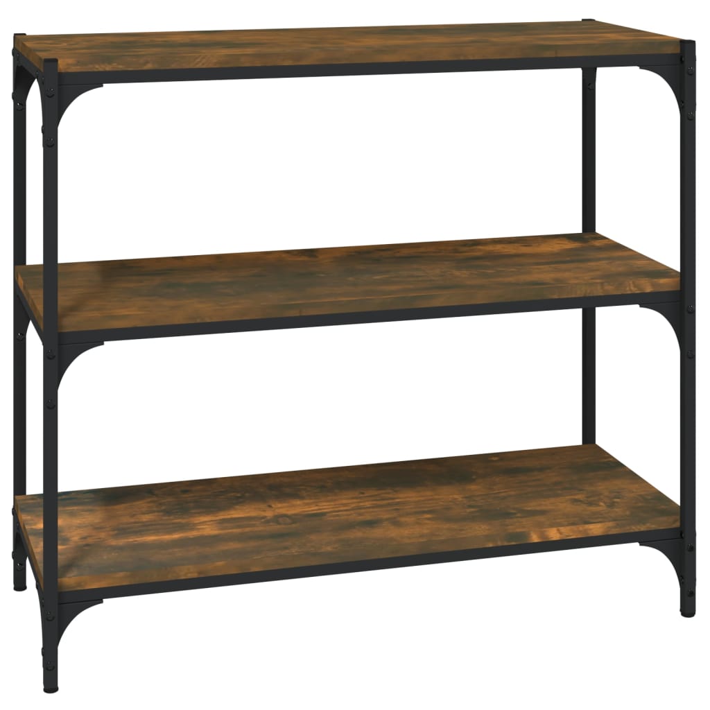 bogreol 80x33x70,5 cm konstrueret træ og stål røget egetræ