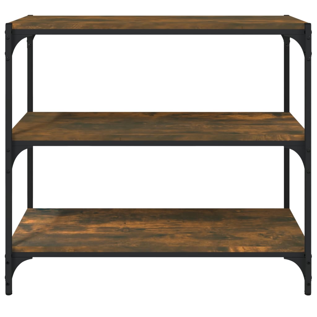 bogreol 80x33x70,5 cm konstrueret træ og stål røget egetræ