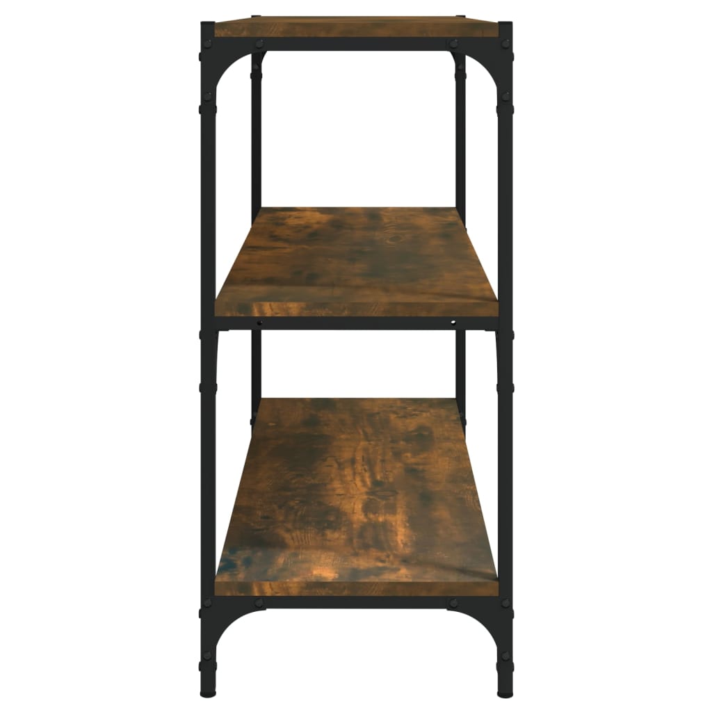 bogreol 80x33x70,5 cm konstrueret træ og stål røget egetræ