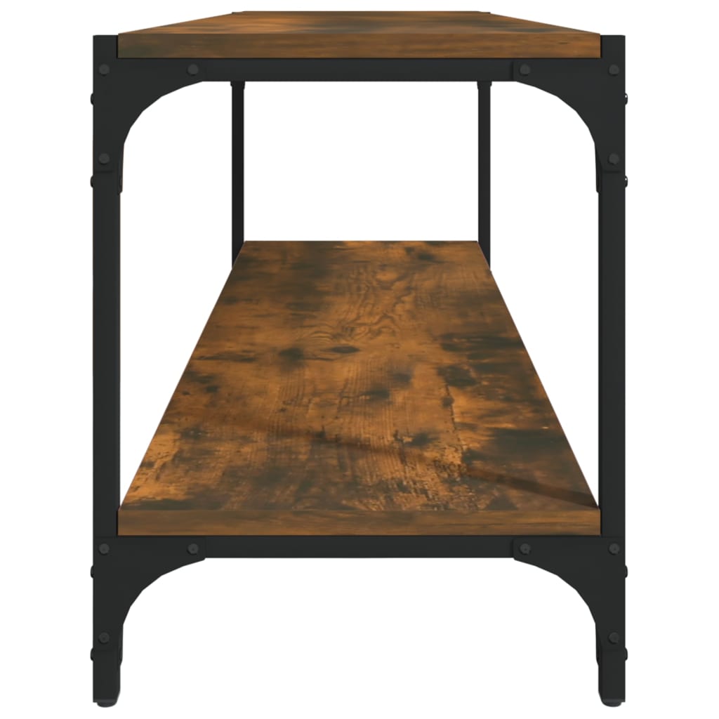 tv-bord 100x33x41 cm konstrueret træ og stål røget egetræsfarve