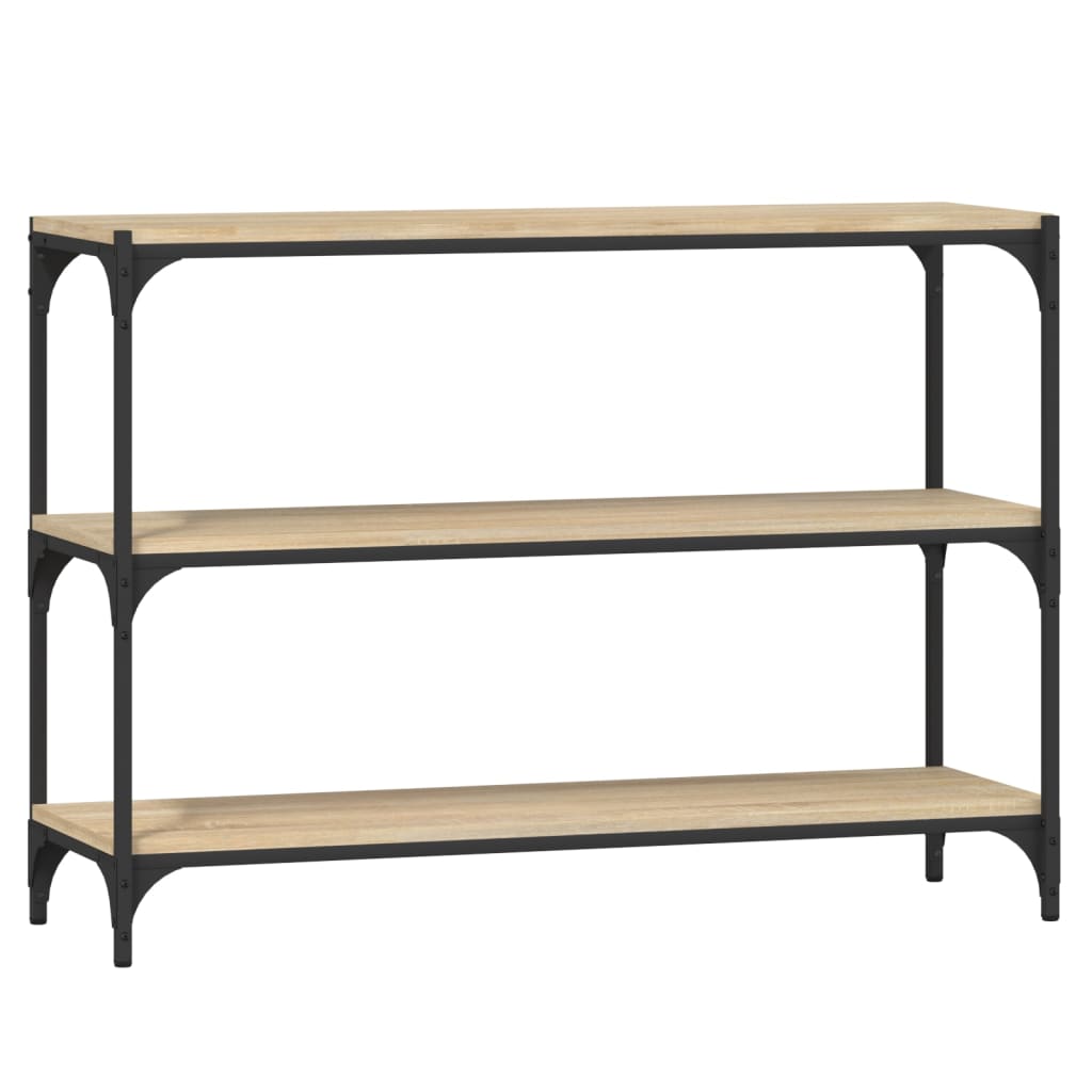 bogreol 100x33x70,5 cm konstrueret træ og stål sonoma-eg