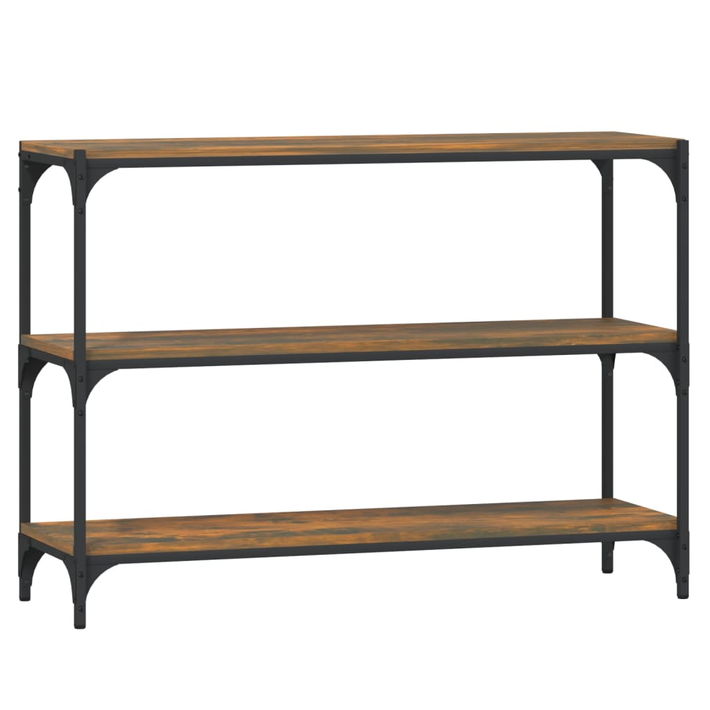 bogreol 100x33x70,5 cm konstrueret træ og stål røget egetræ