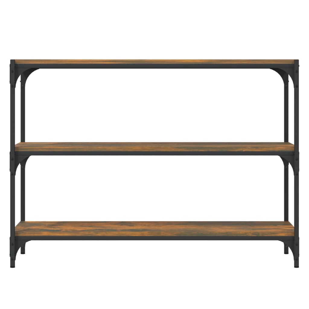 bogreol 100x33x70,5 cm konstrueret træ og stål røget egetræ