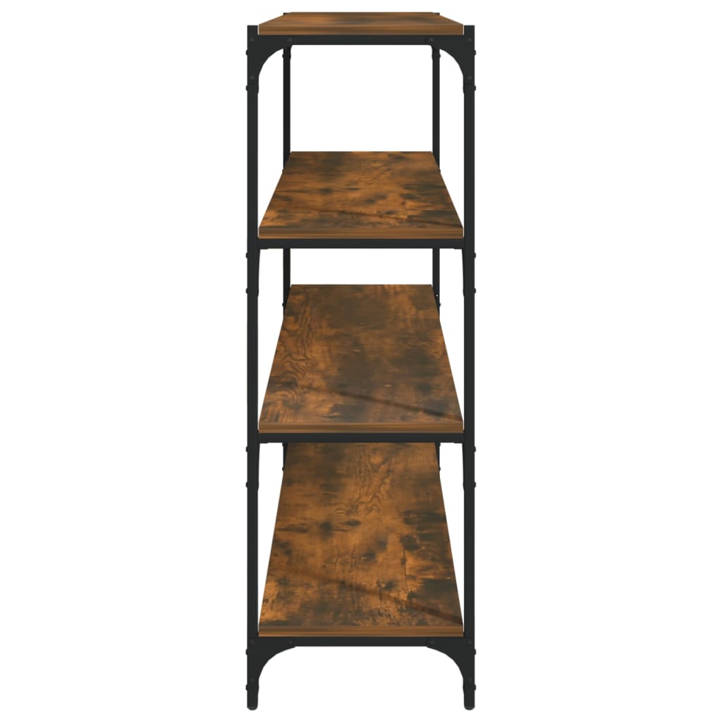 bogreol 100x33x100 cm konstrueret træ og stål røget egetræ