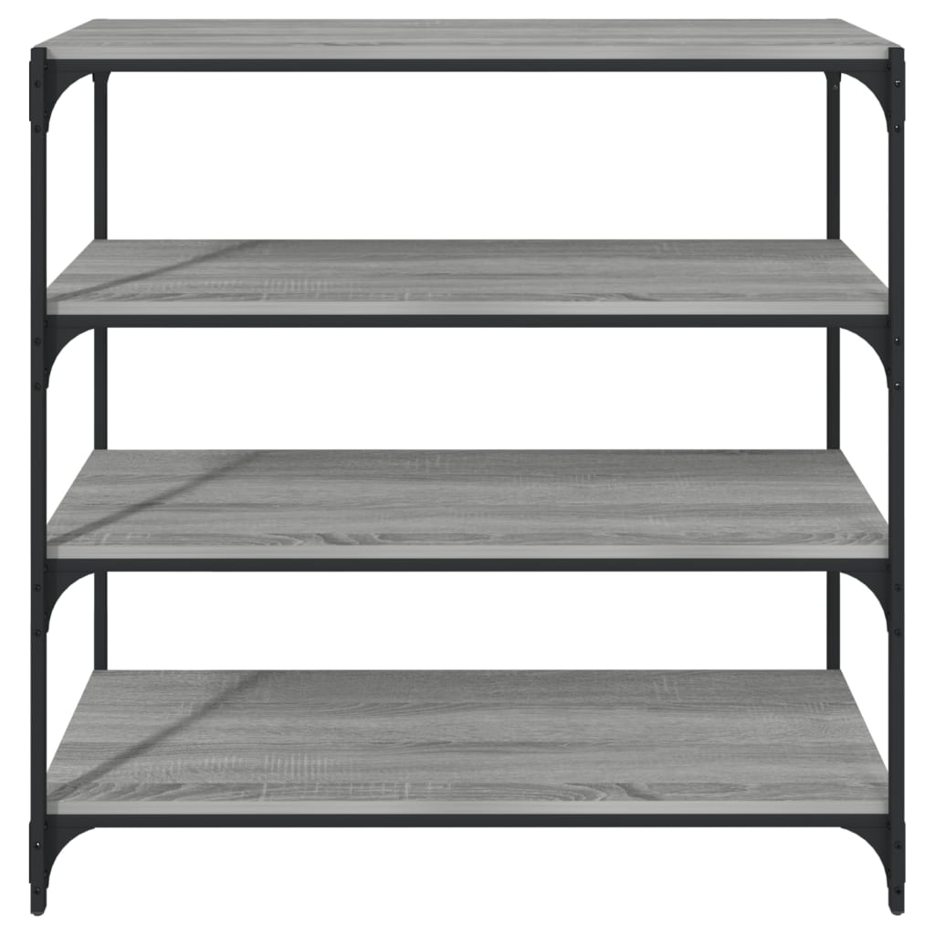 bogreol 100x33x100 cm konstrueret træ og stål grå sonoma-eg