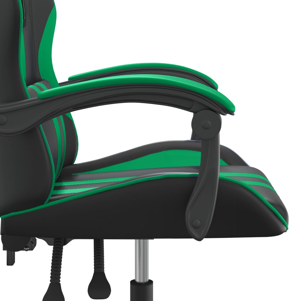 drejelig gamingstol kunstlæder sort og grøn