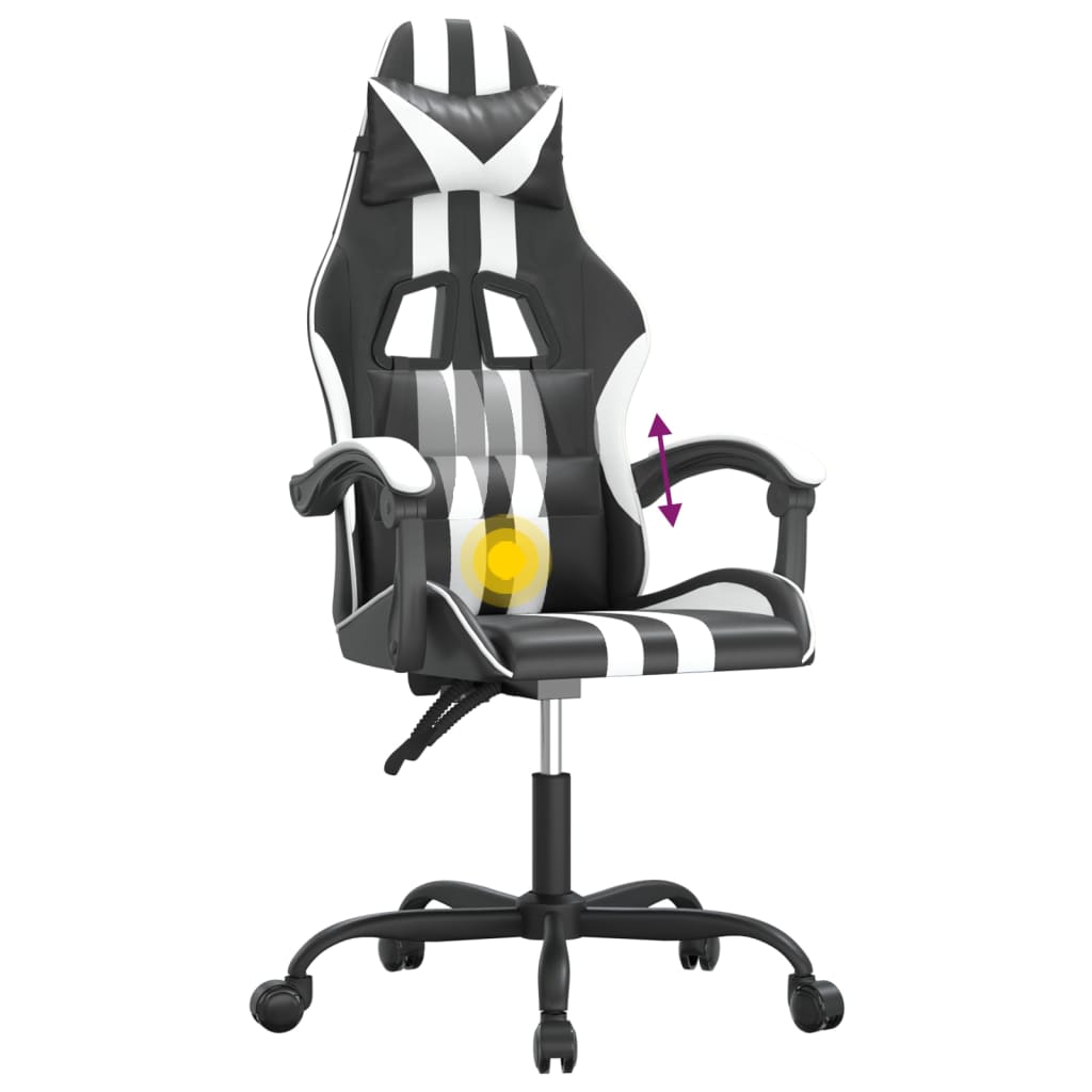 drejelig gamingstol kunstlæder sort og hvid