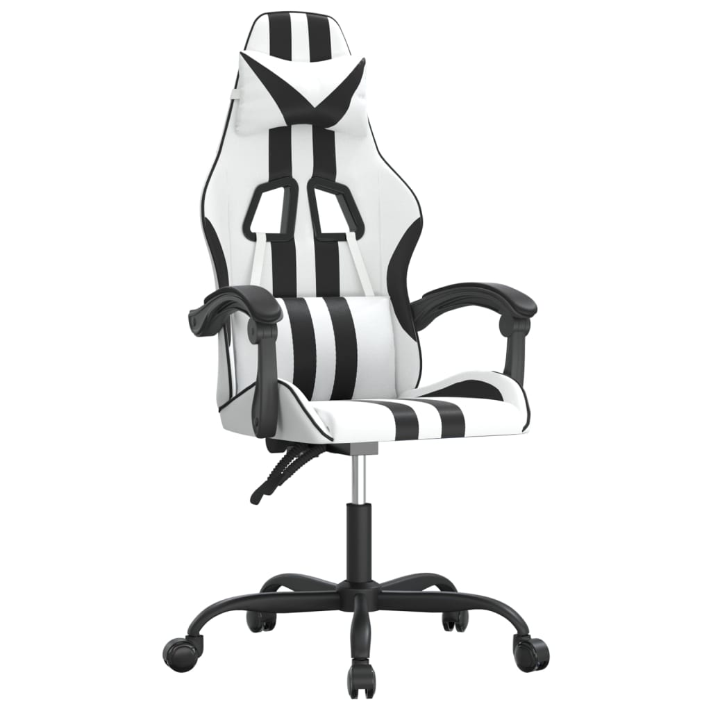 drejelig gamingstol kunstlæder hvid og sort