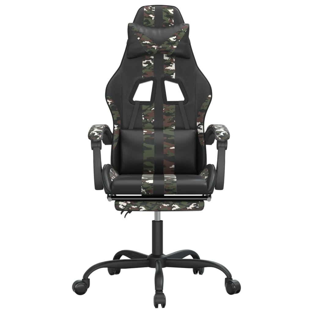 drejelig gamingstol med fodstøtte kunstlæder sort camouflage