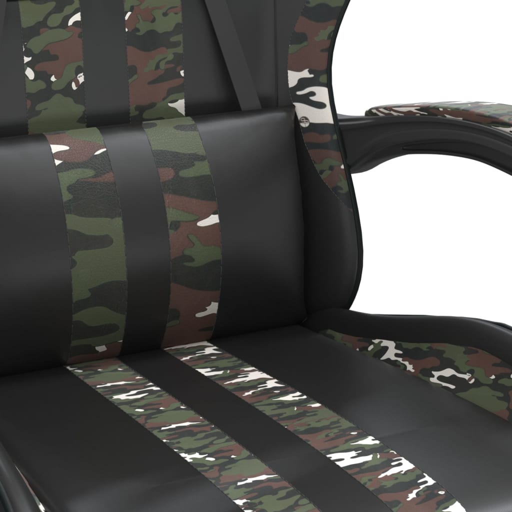 drejelig gamingstol med fodstøtte kunstlæder sort camouflage