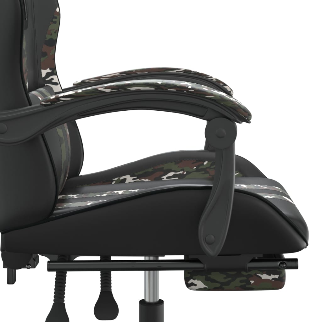 drejelig gamingstol med fodstøtte kunstlæder sort camouflage