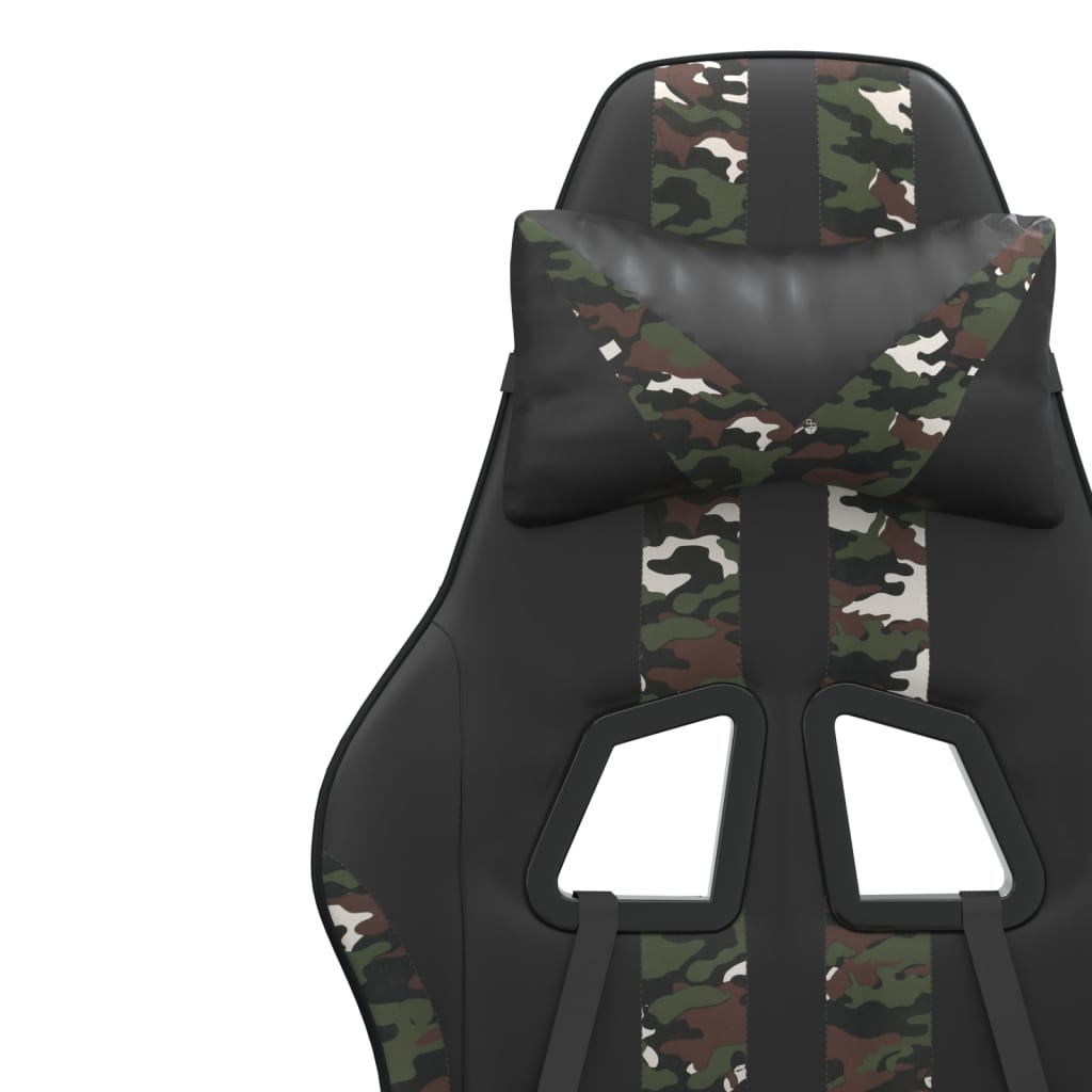 drejelig gamingstol med fodstøtte kunstlæder sort camouflage