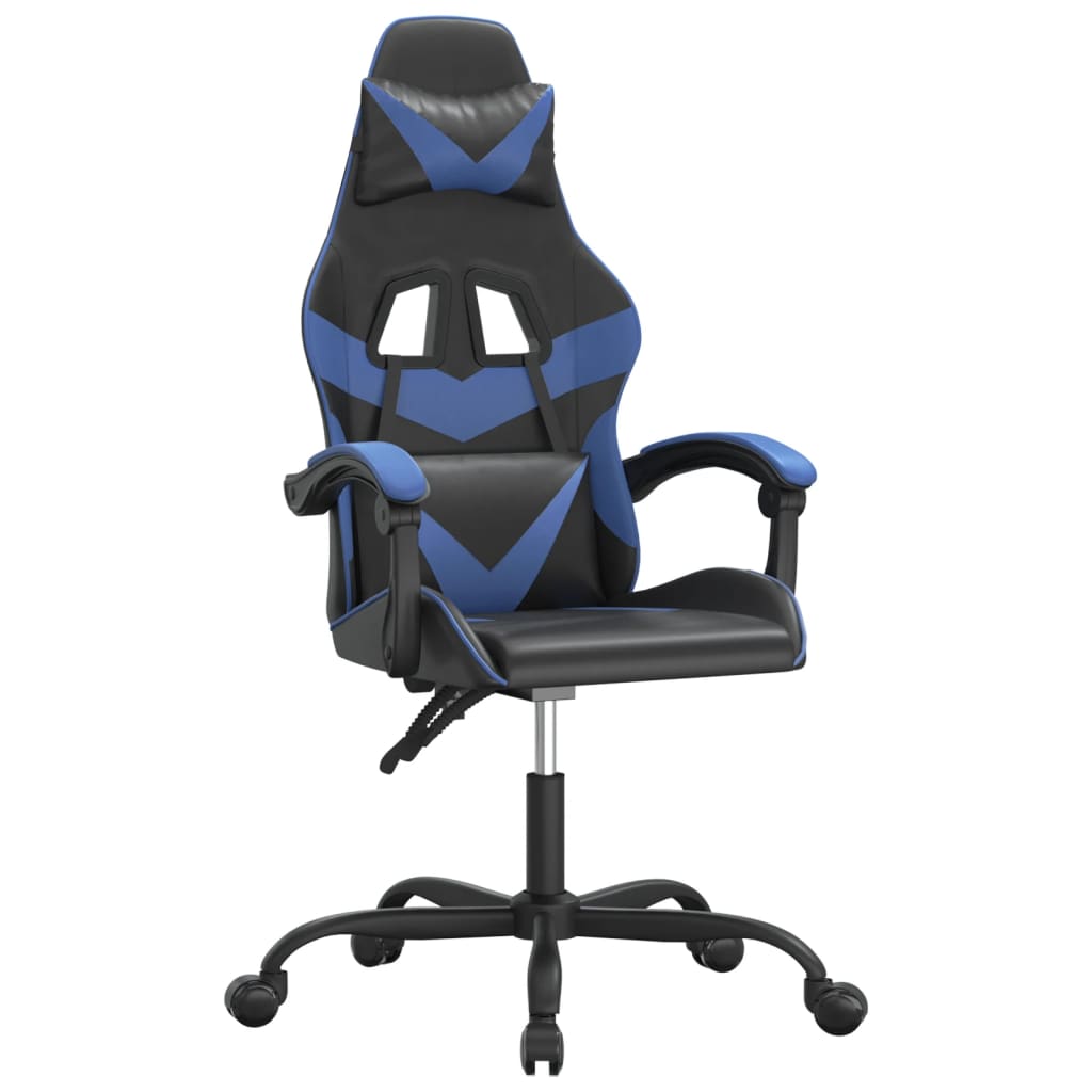 drejelig gamingstol kunstlæder sort og blå