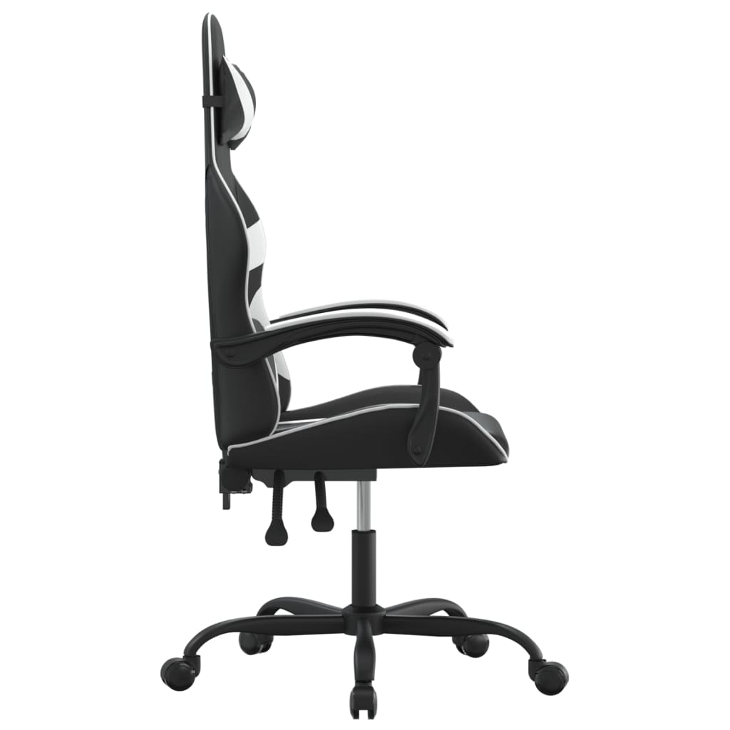 drejelig gamingstol kunstlæder sort og hvid
