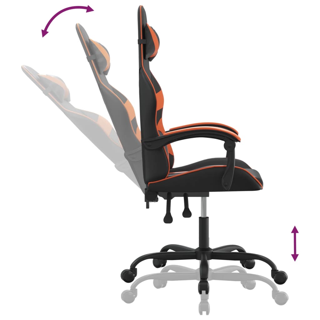 drejelig gamingstol kunstlæder sort og orange