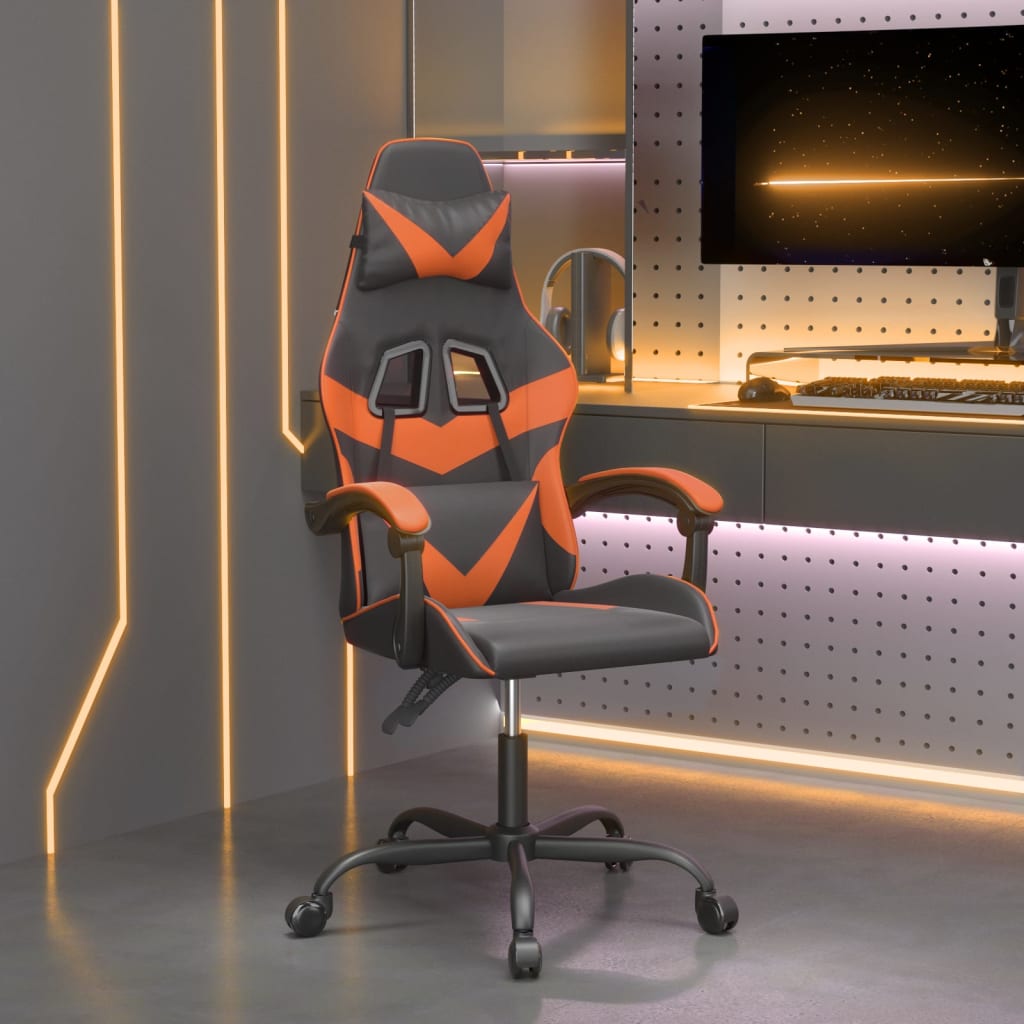 drejelig gamingstol kunstlæder sort og orange
