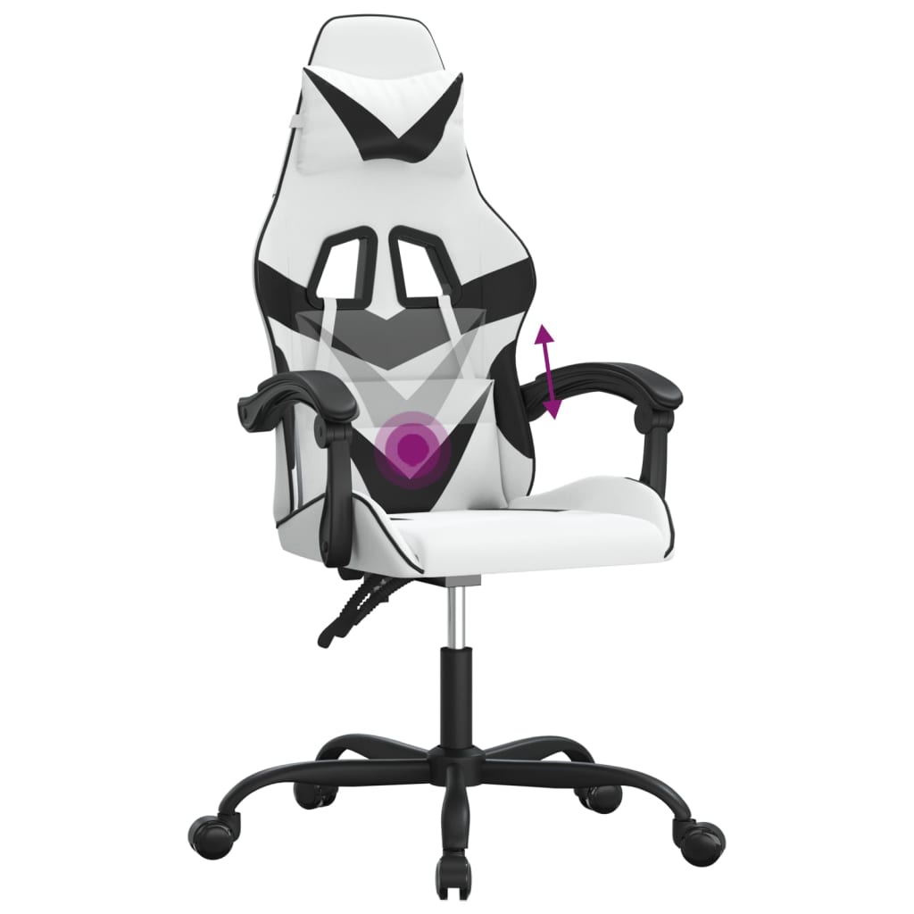drejelig gamingstol kunstlæder hvid og sort