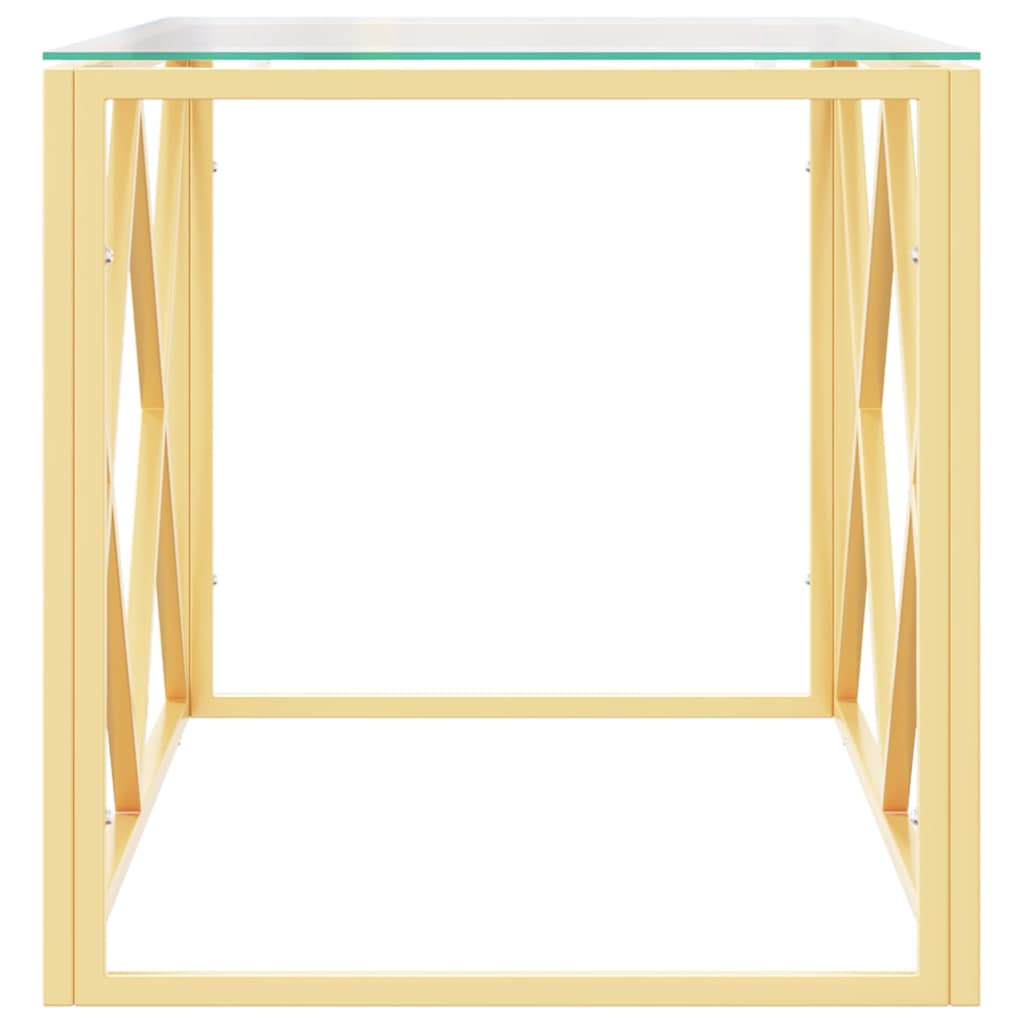 sofabord 110x45x45 cm rustfrit stål og glas