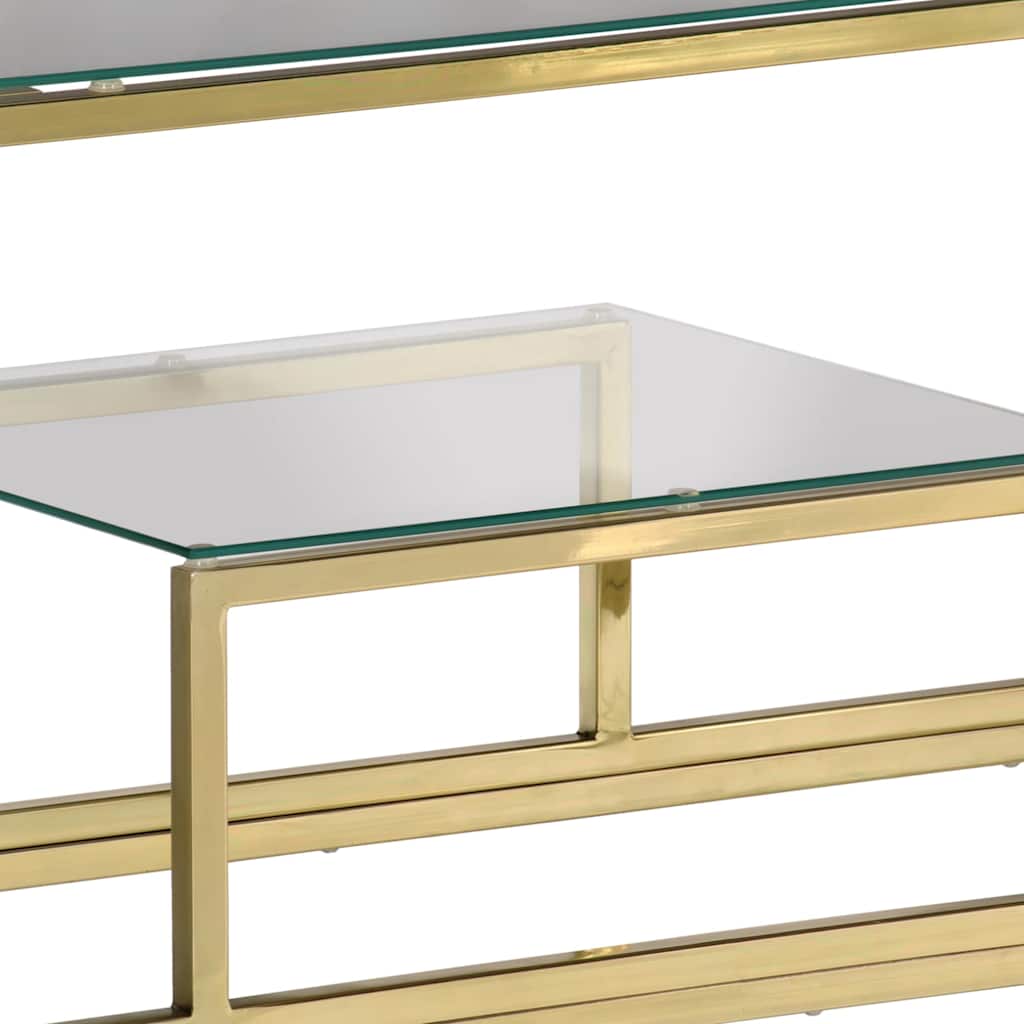 konsolbord rustfrit stål og hærdet glas guldfarvet