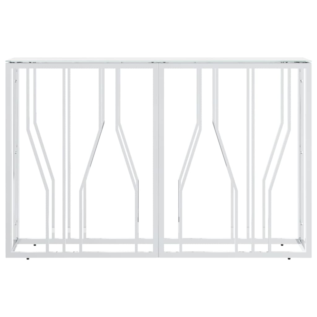 konsolbord 110x30x70 cm rustfrit stål og glas sølvfarvet