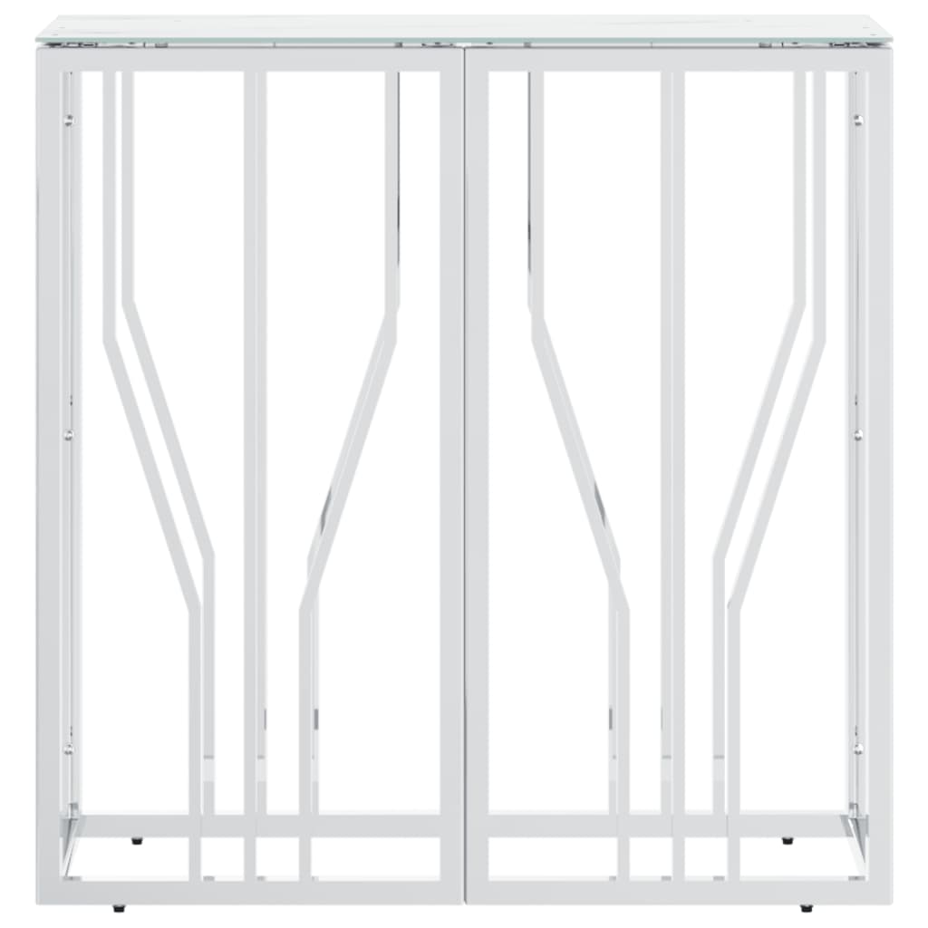 konsolbord 70x30x70 cm rustfrit stål og glas sølvfarvet
