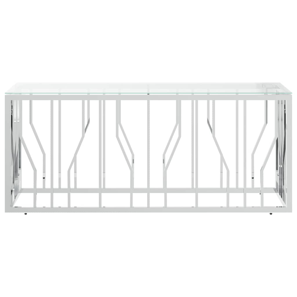 sofabord 110x45x45 cm rustfrit stål og glas
