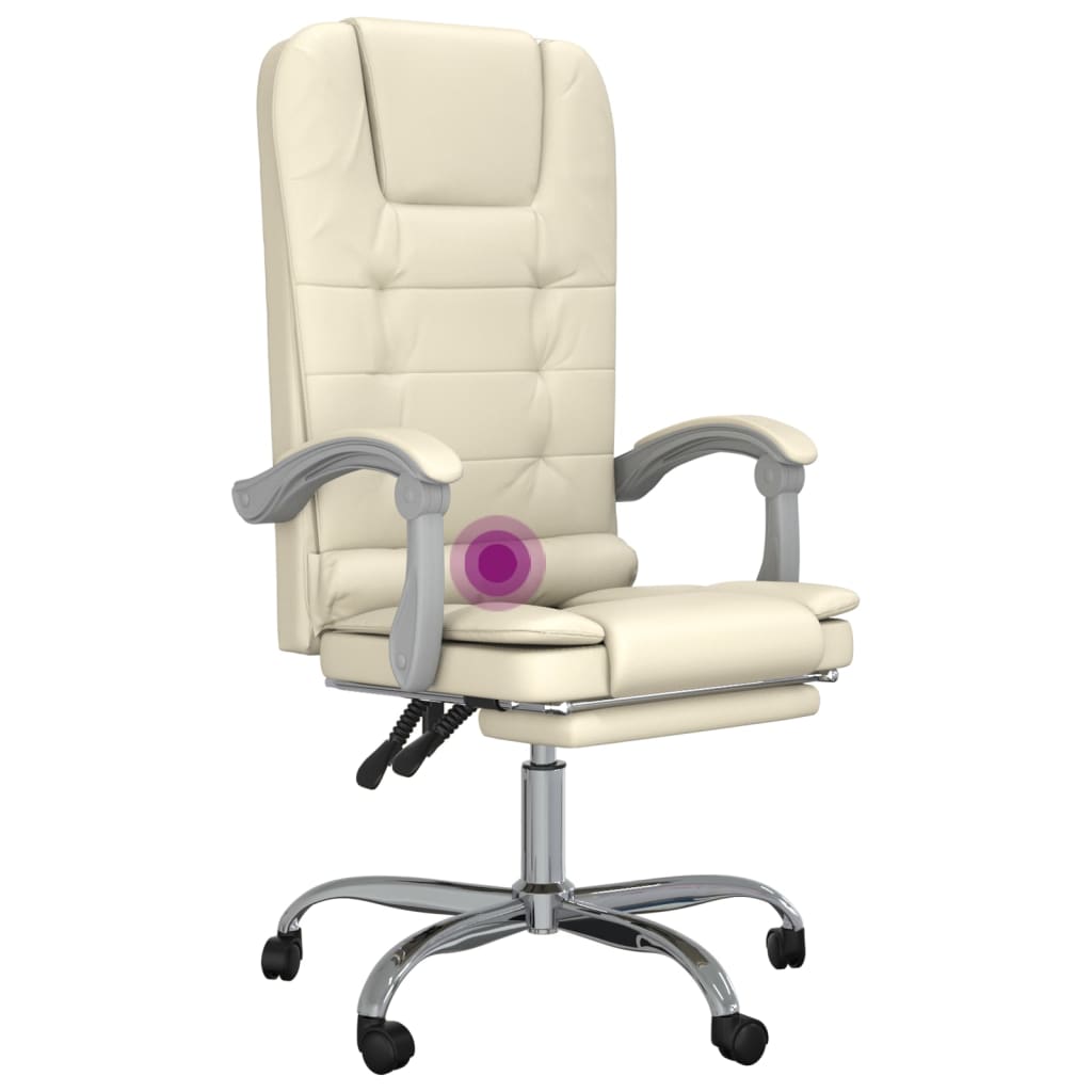 kontorstol med massagefunktion kunstlæder cremefarvet
