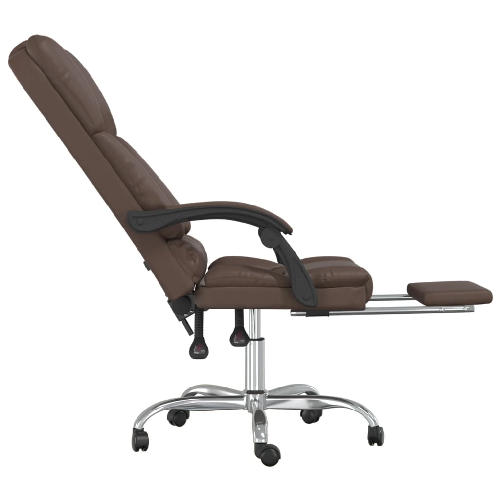 kontorstol med massagefunktion kunstlæder brun