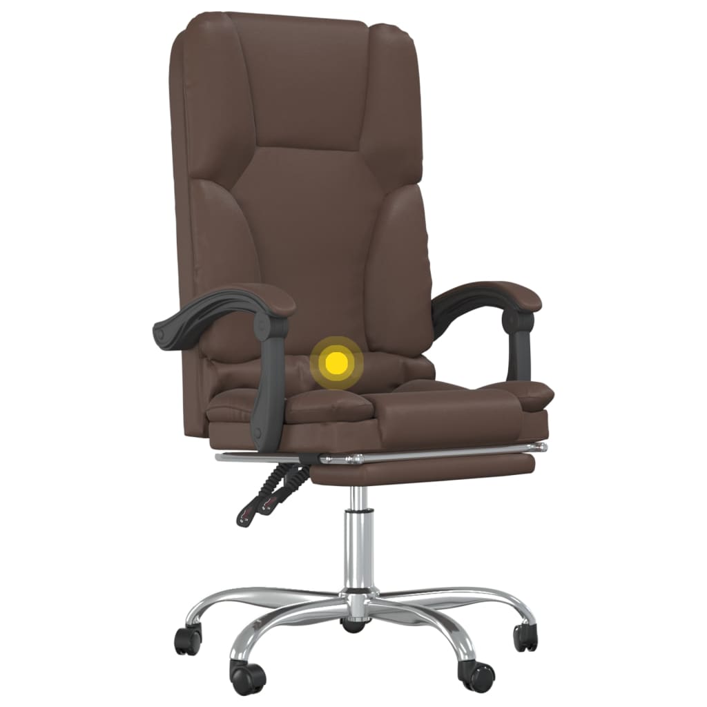 kontorstol med massagefunktion kunstlæder brun