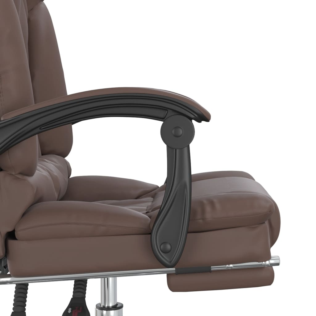 kontorstol med massagefunktion kunstlæder brun